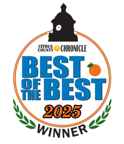 Citrus County Chronicle Best of the Best 2025 Winner logo with clock tower silhouette and orange elements.