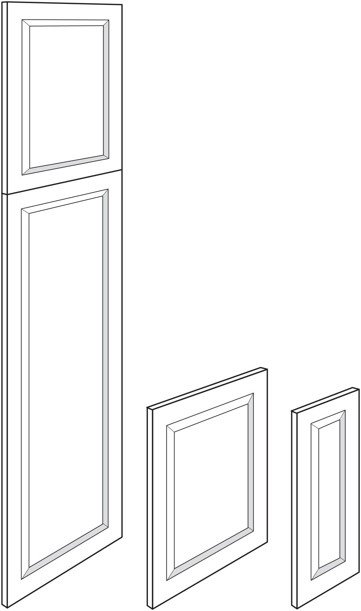 Line drawing of cabinet end panels