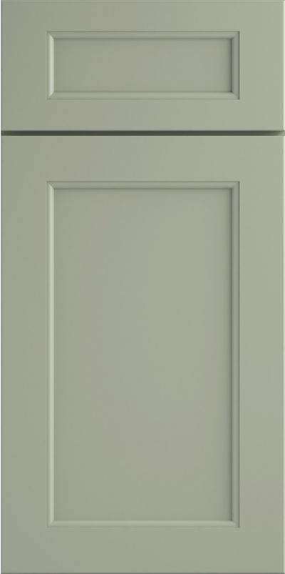 Sage cabinet door with a rectangular design