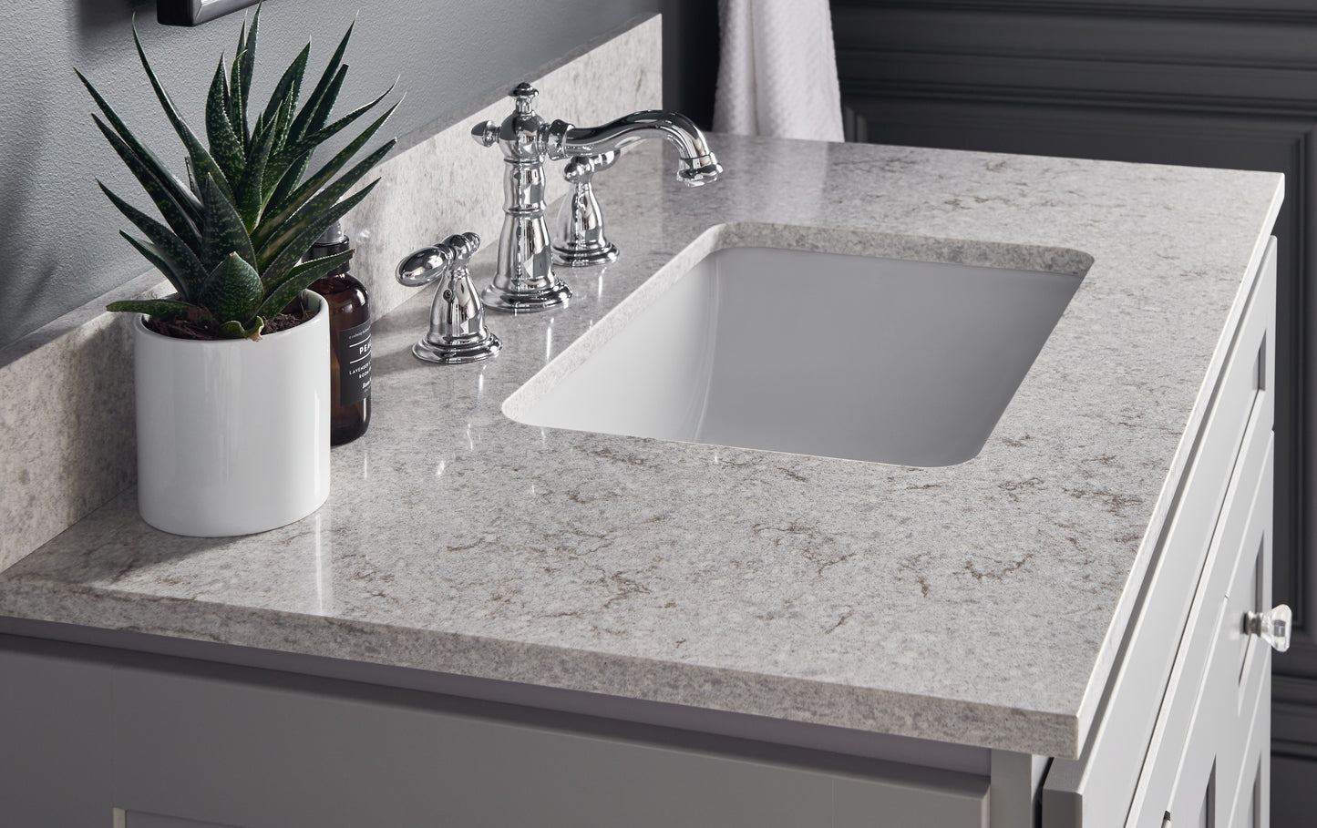 25-inch Quartz Vanity Countertop with Porcelain White Rectangle Sink